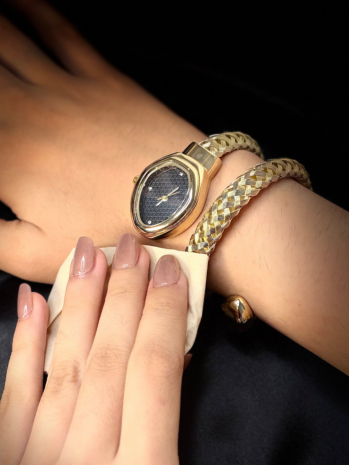 Golden Snake Twist Watch Bracelet