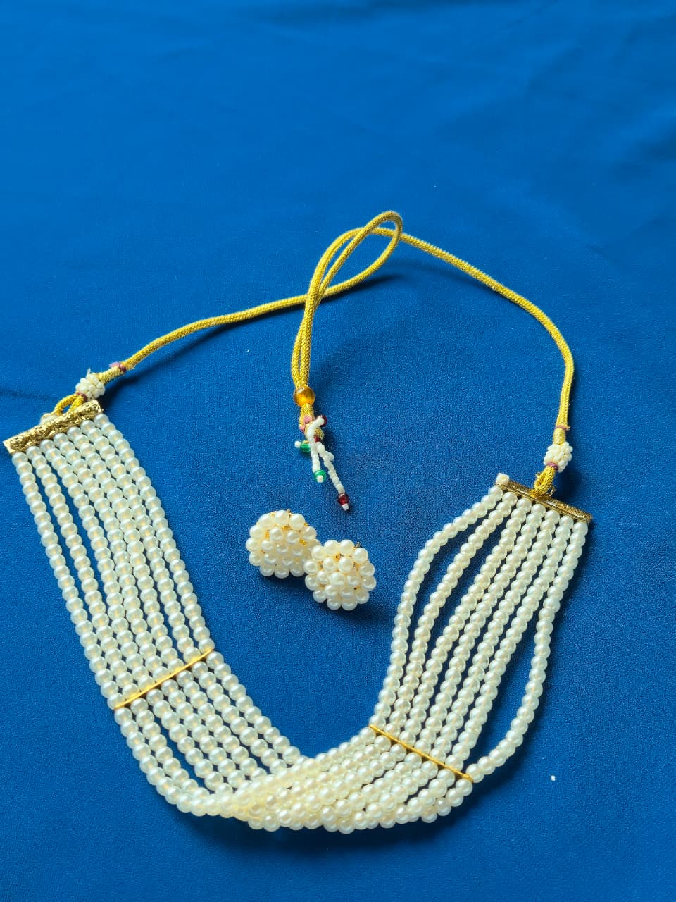 Exquisite Multi-Strand White Pearl Necklace & Earring Set