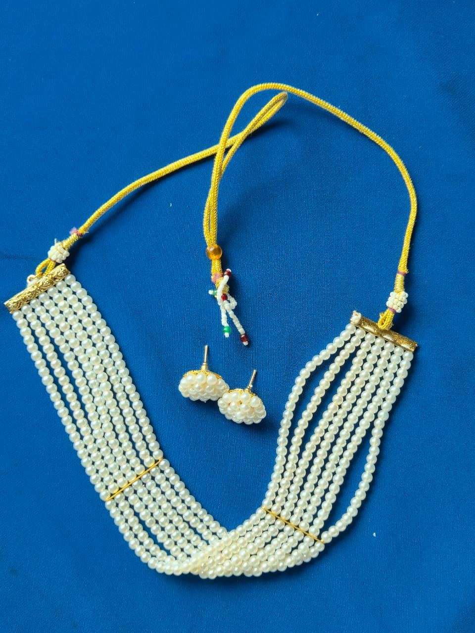 Exquisite Multi-Strand White Pearl Necklace & Earring Set