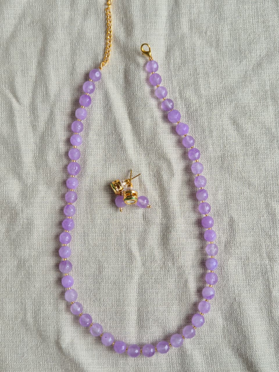 Onyx Delicate Lavender Bead Necklace & Earring Set DB00404