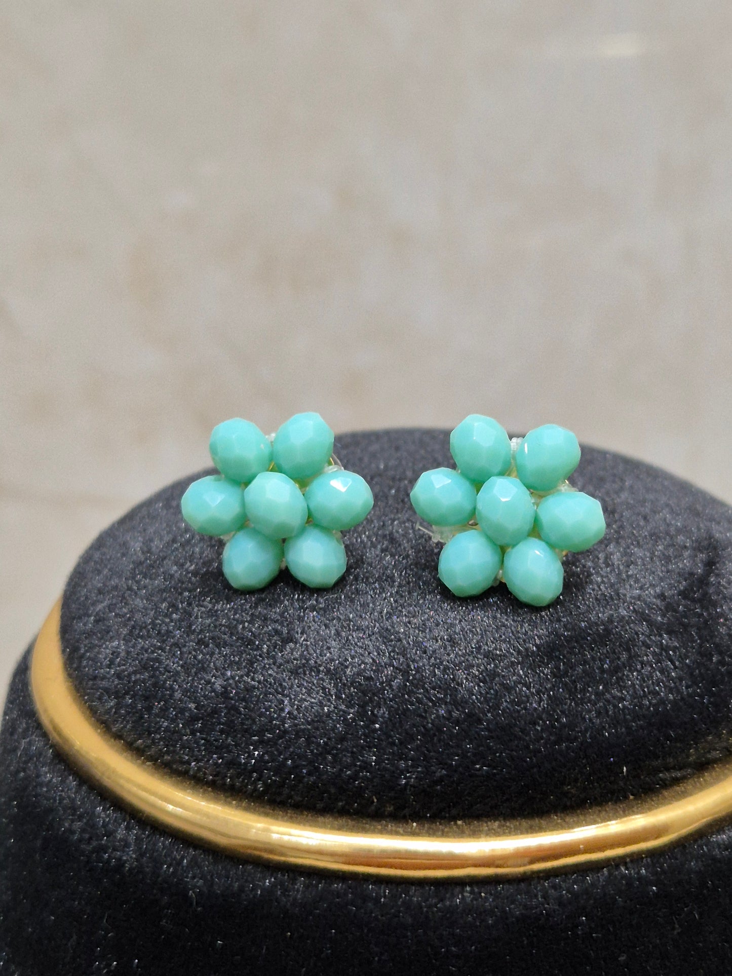 Charming Aqua Blue Diamond Cut Bead Necklace & Earring Set