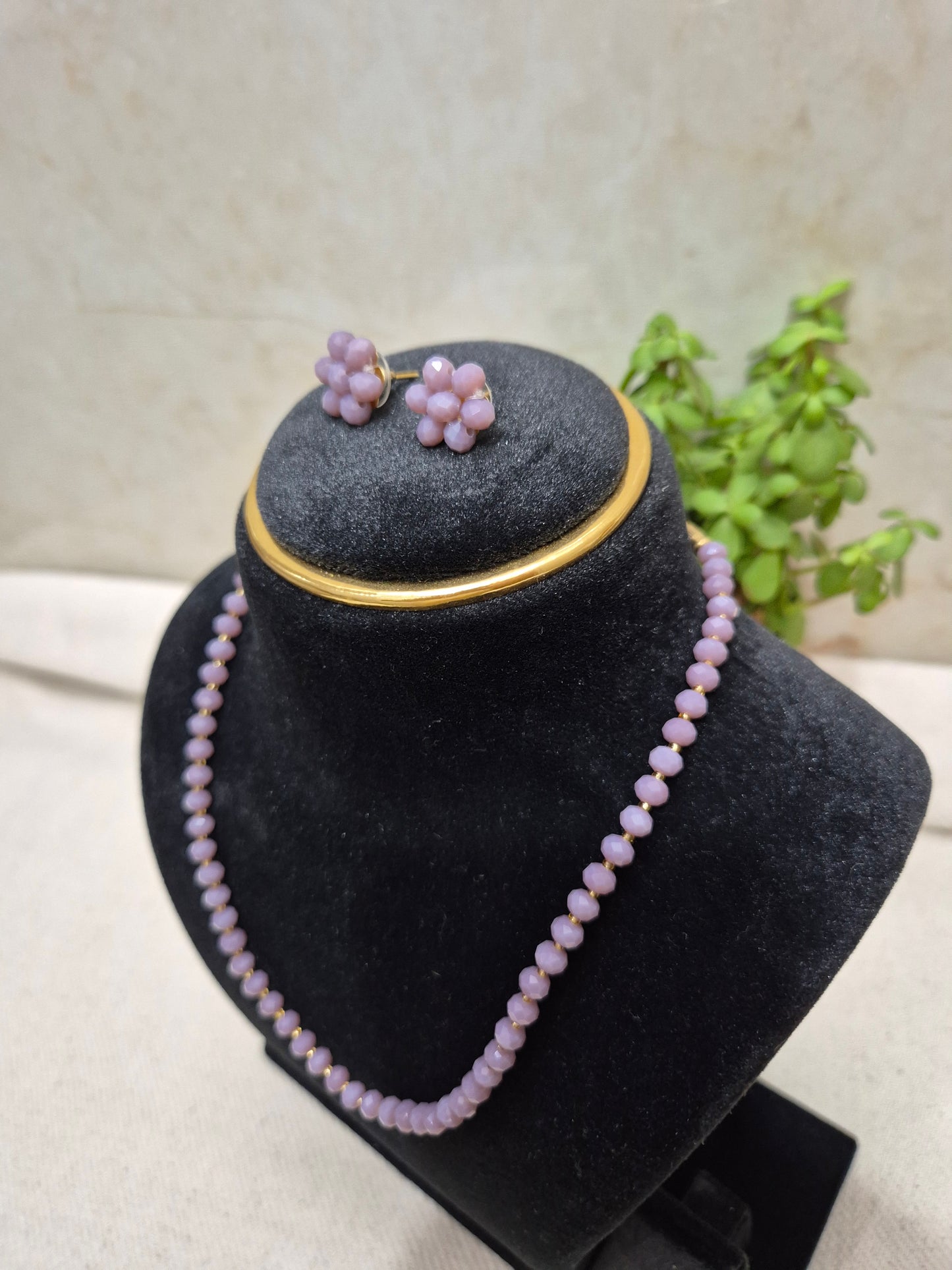 Lavender Diamond Cut Necklace Set
