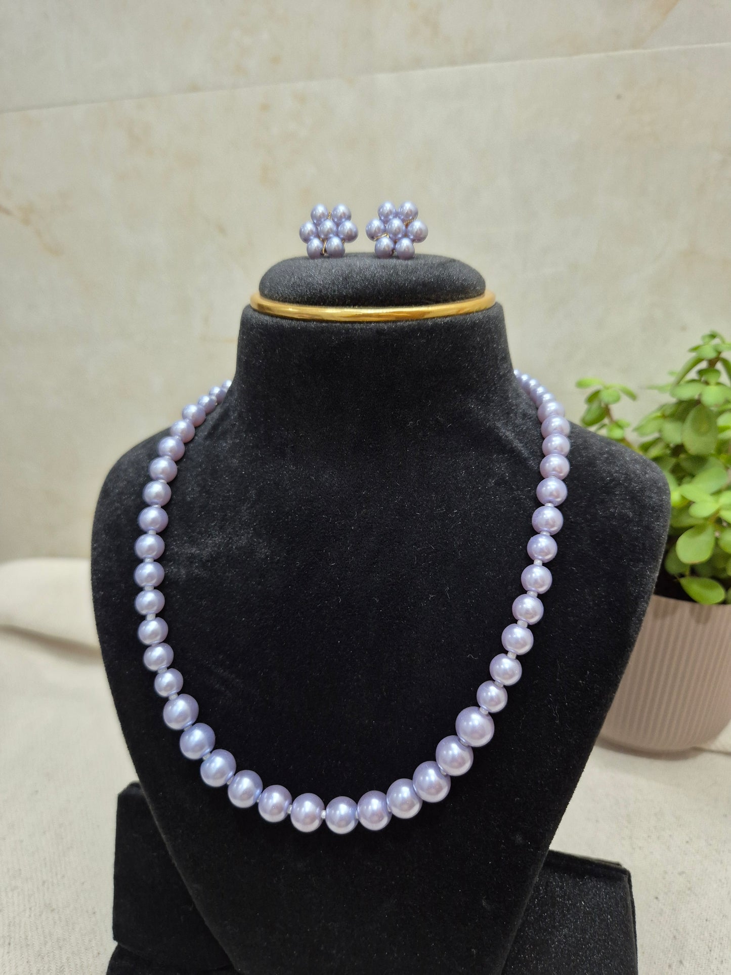 Lavender Pearl Necklace Set