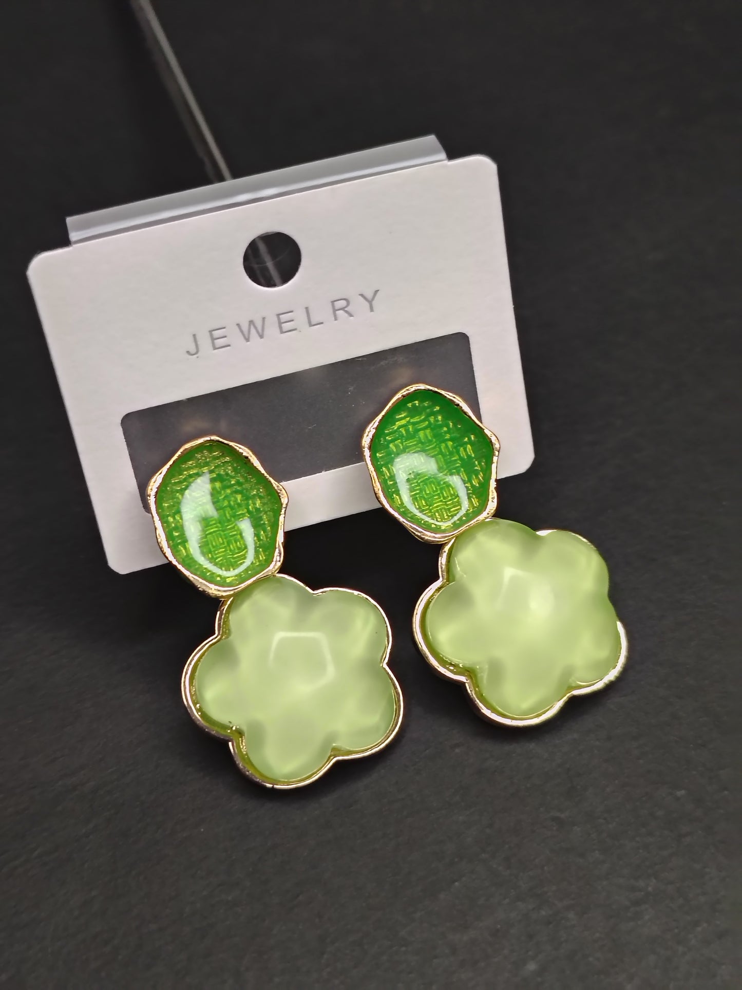 Green Flower Earrings