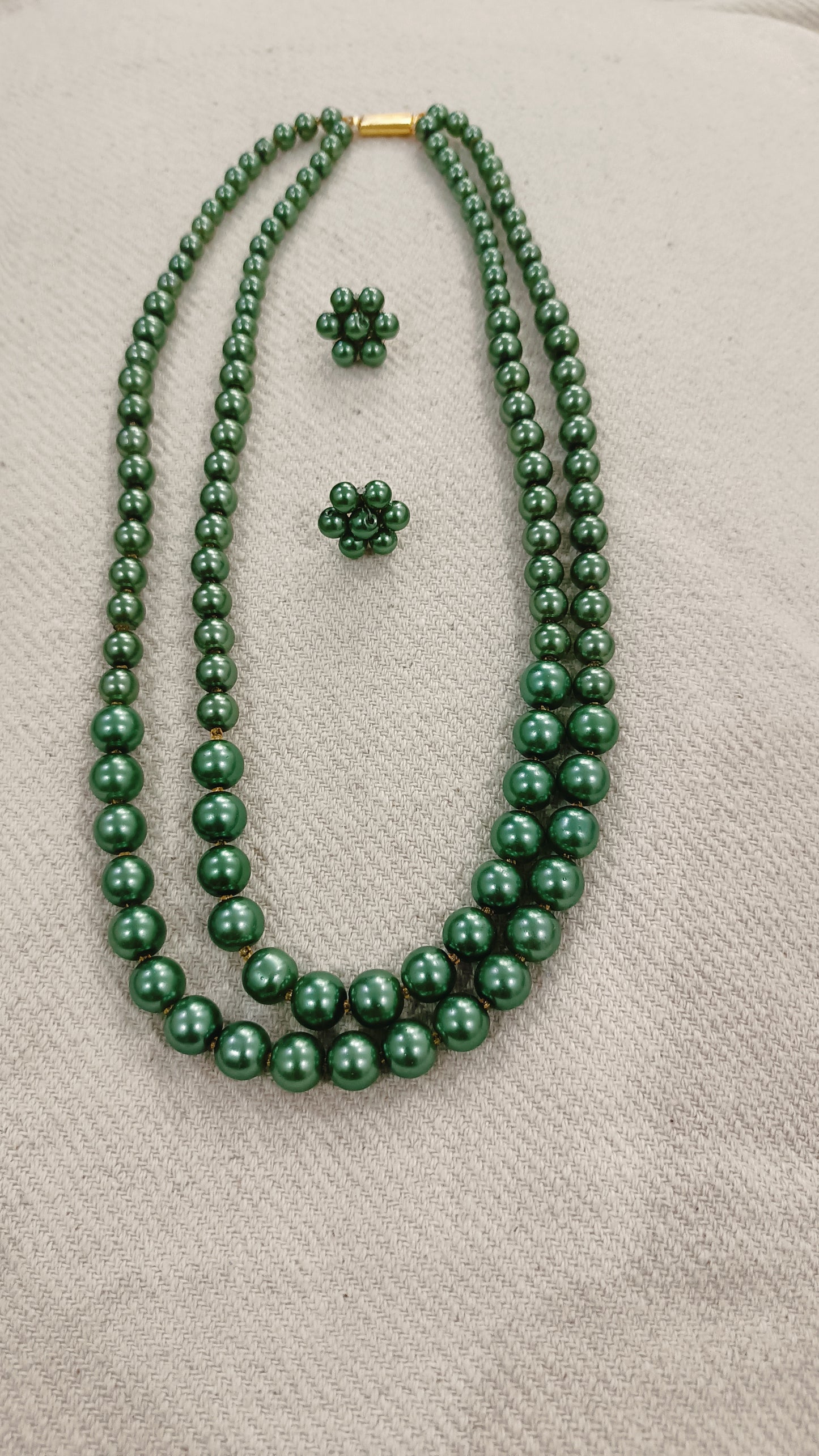 Green Shade Double Strand Pearl Necklace -G2LCode