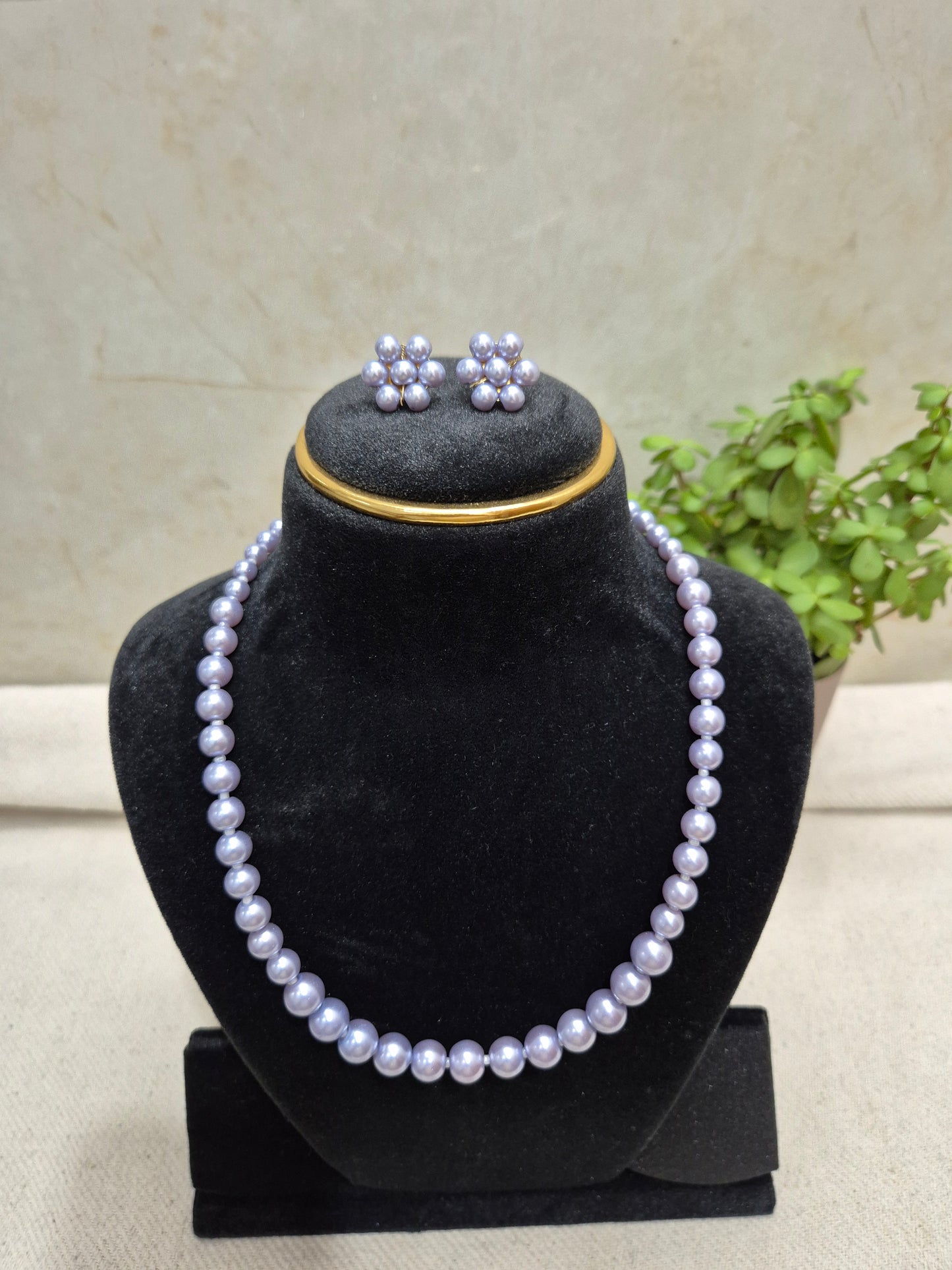 Lavender Pearl Necklace Set