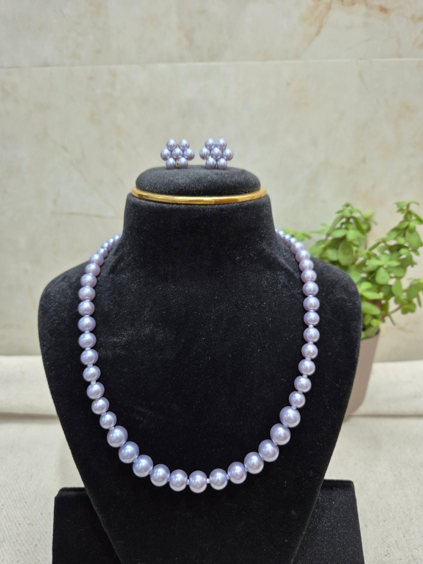 Lavender Pearl Necklace Set