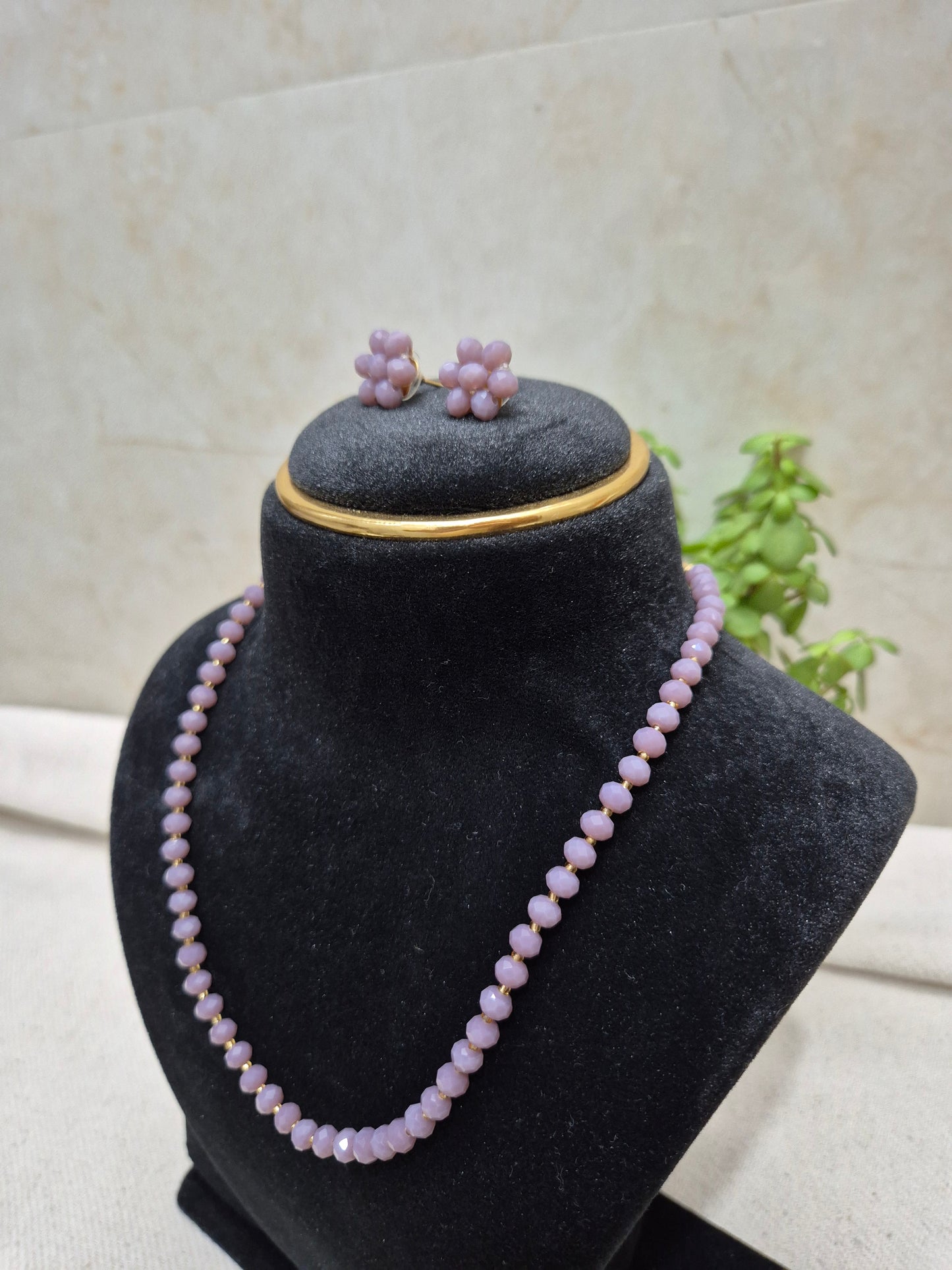 Lavender Diamond Cut Necklace Set