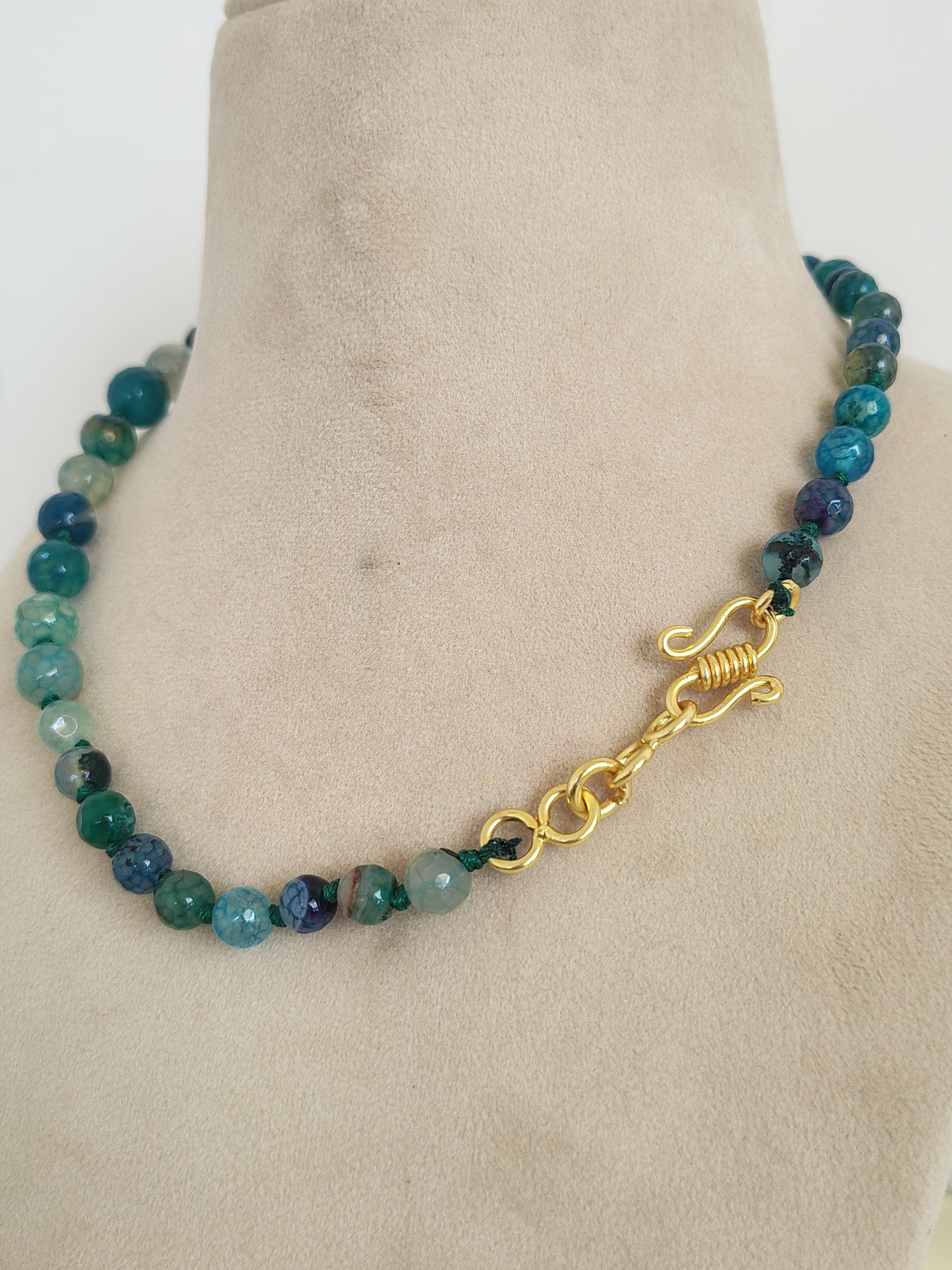 Oceanic Teal & Green Agate Beaded Statement Necklace