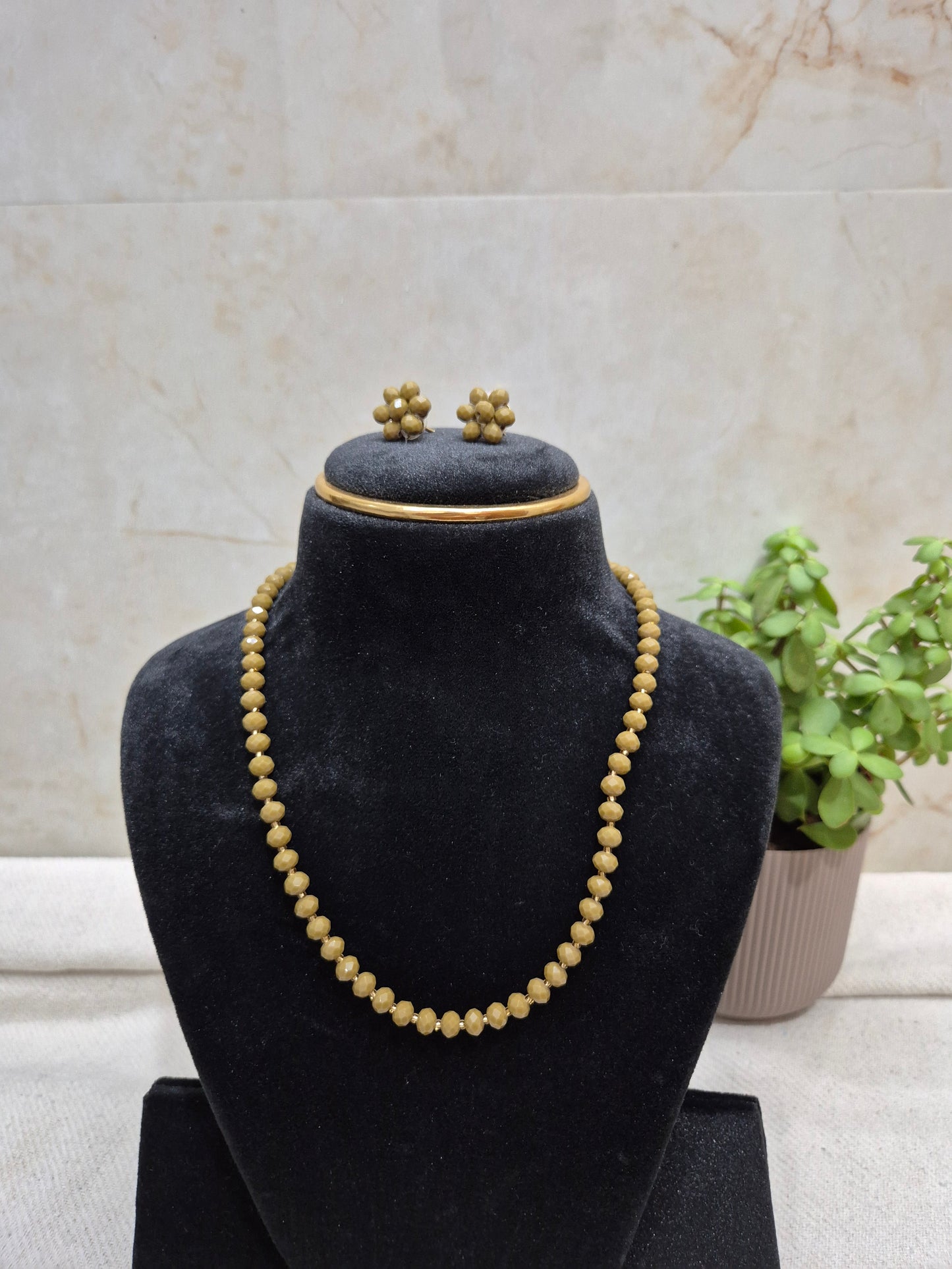 Mehndi Colour Beads Necklace Set Diamond Cut