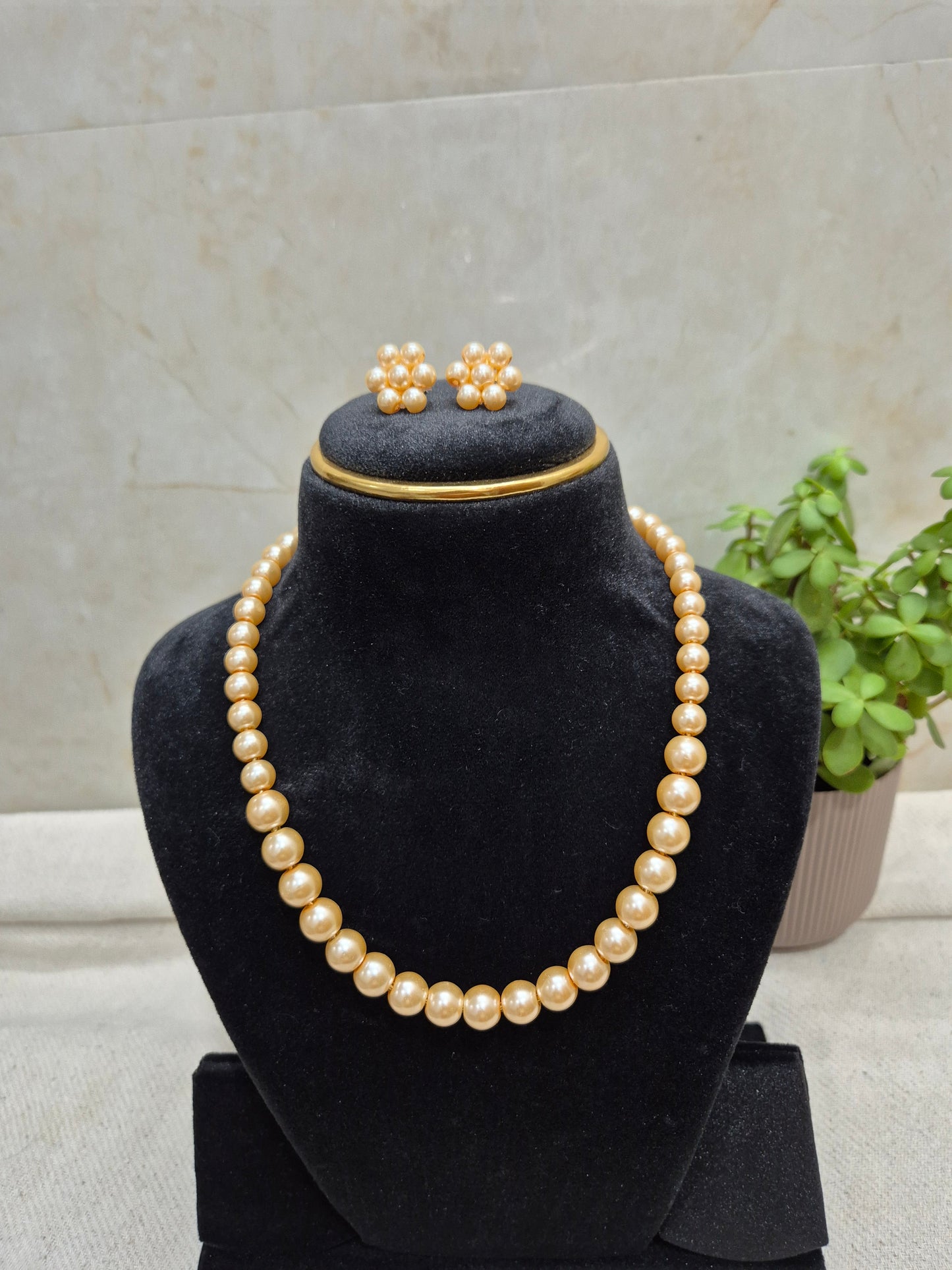 Light Golden Yellow Pearl Necklace Set