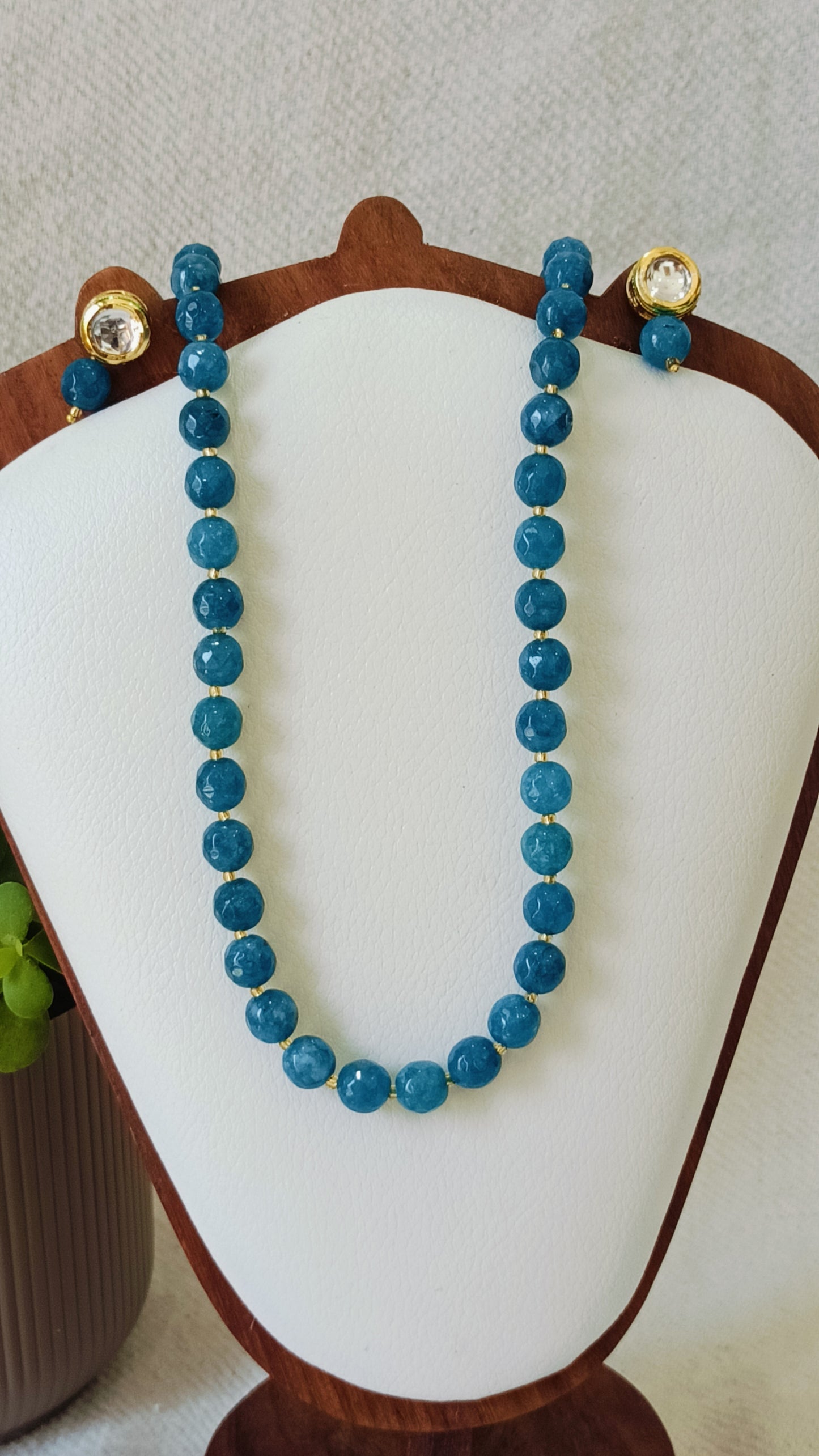 Onyx Elegant Blue Faceted Bead Necklace & Earring Set