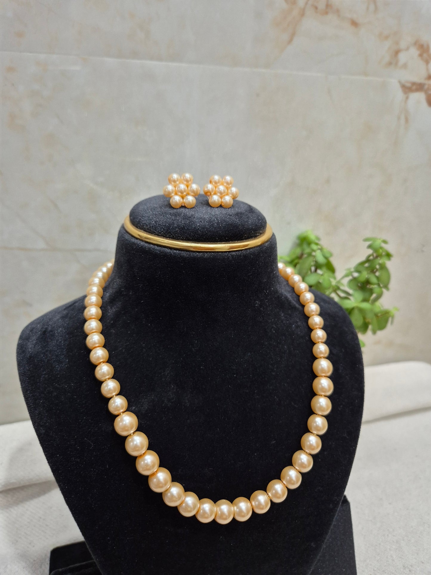 Light Golden Yellow Pearl Necklace Set