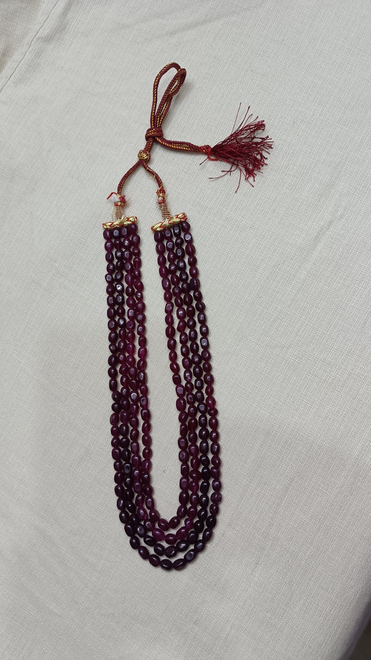 Luxurious Multi-Strand Deep Maroon Bead Necklace