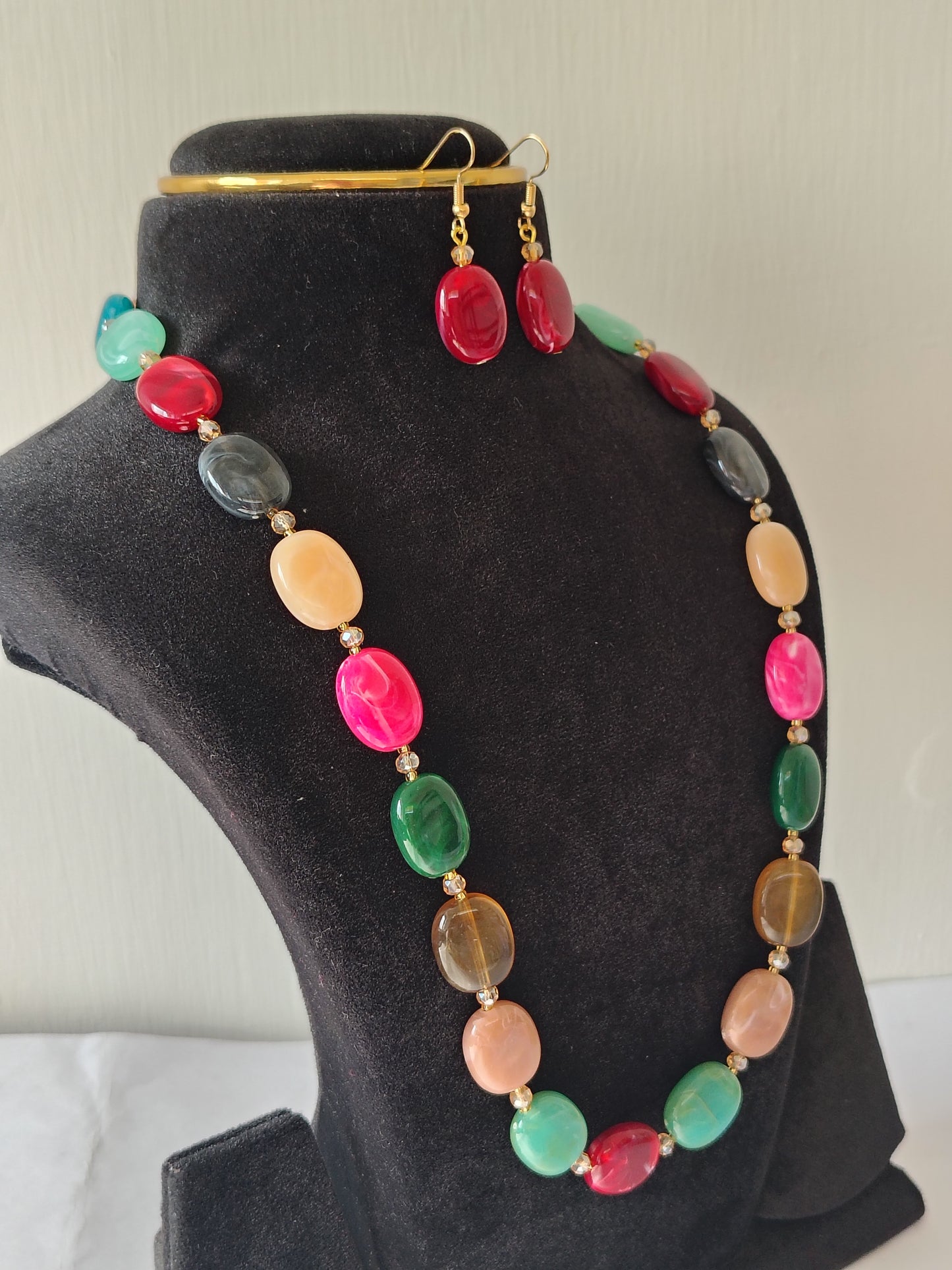 Pearl Multi Colour With Earrings