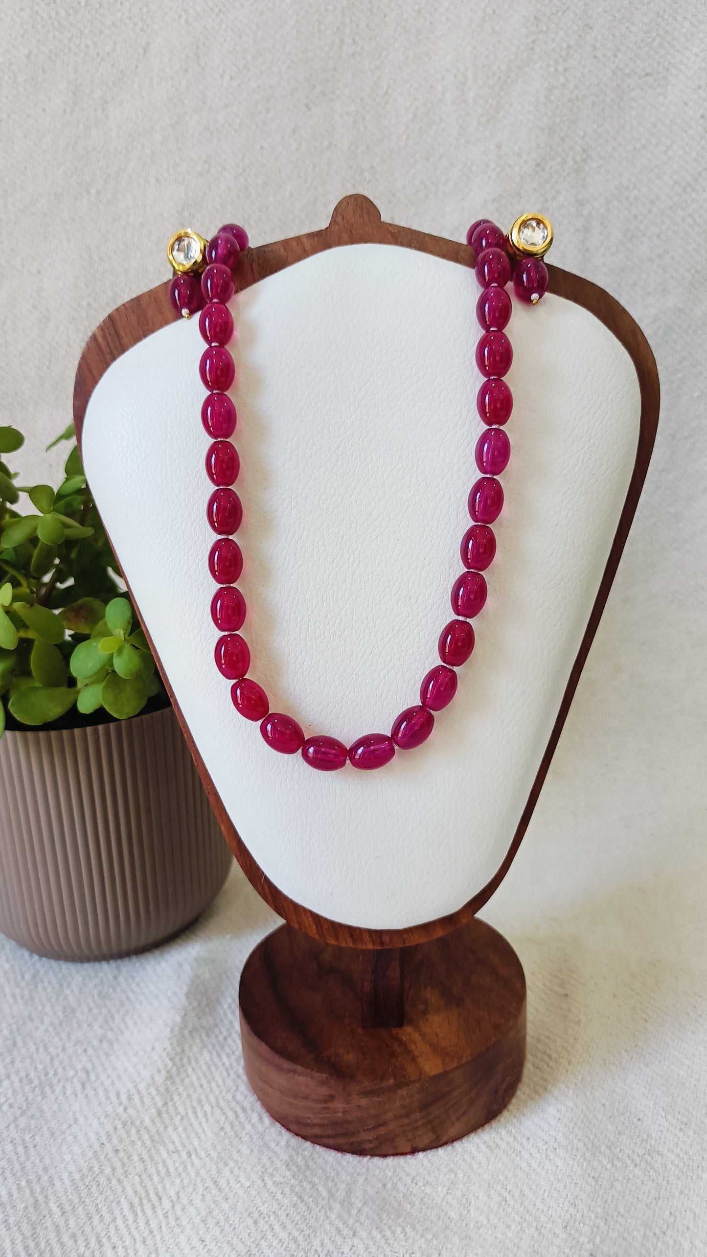 Bold Maroon Bead Necklace & Earring Set