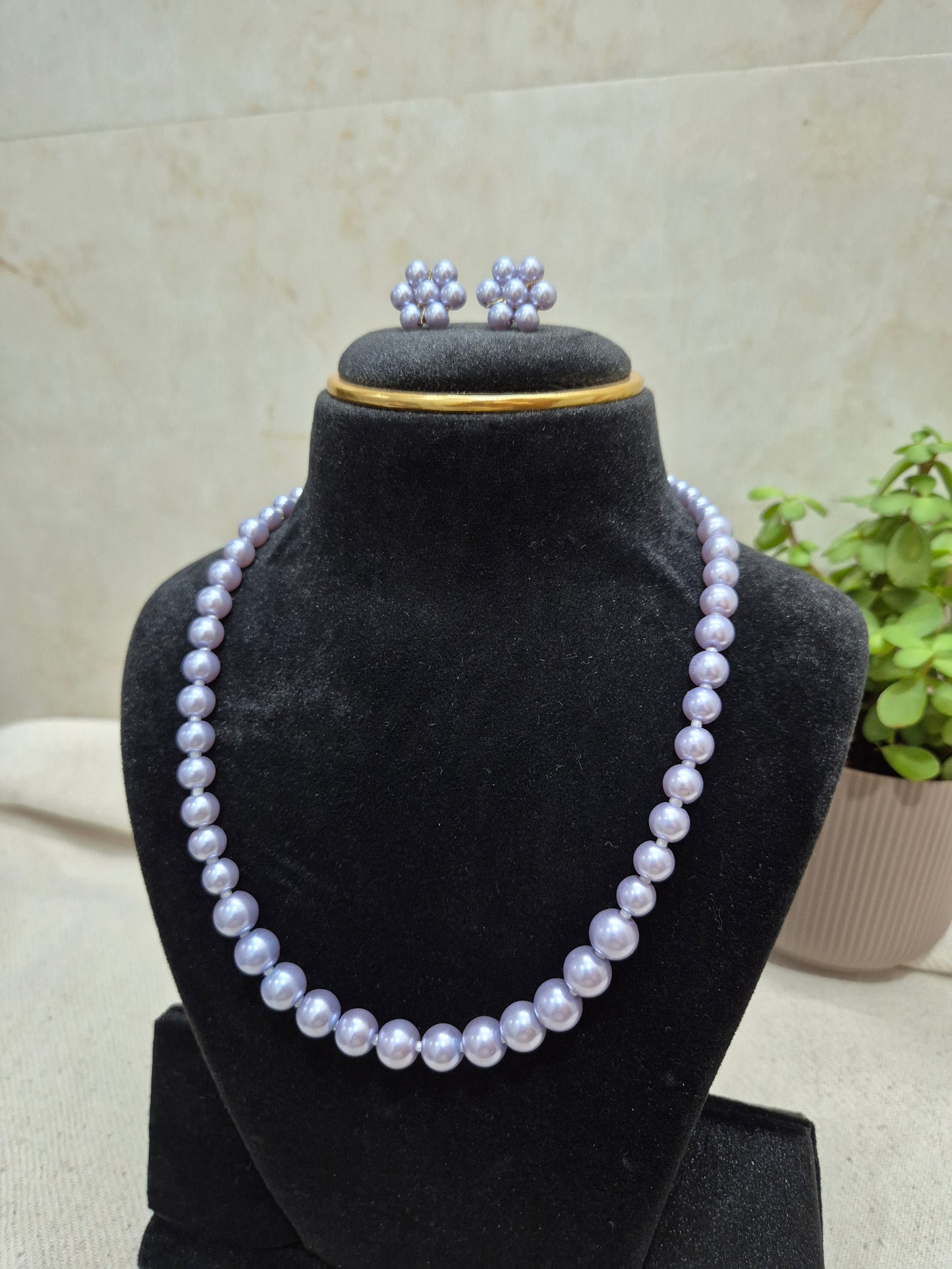 Lavender Pearl Necklace Set