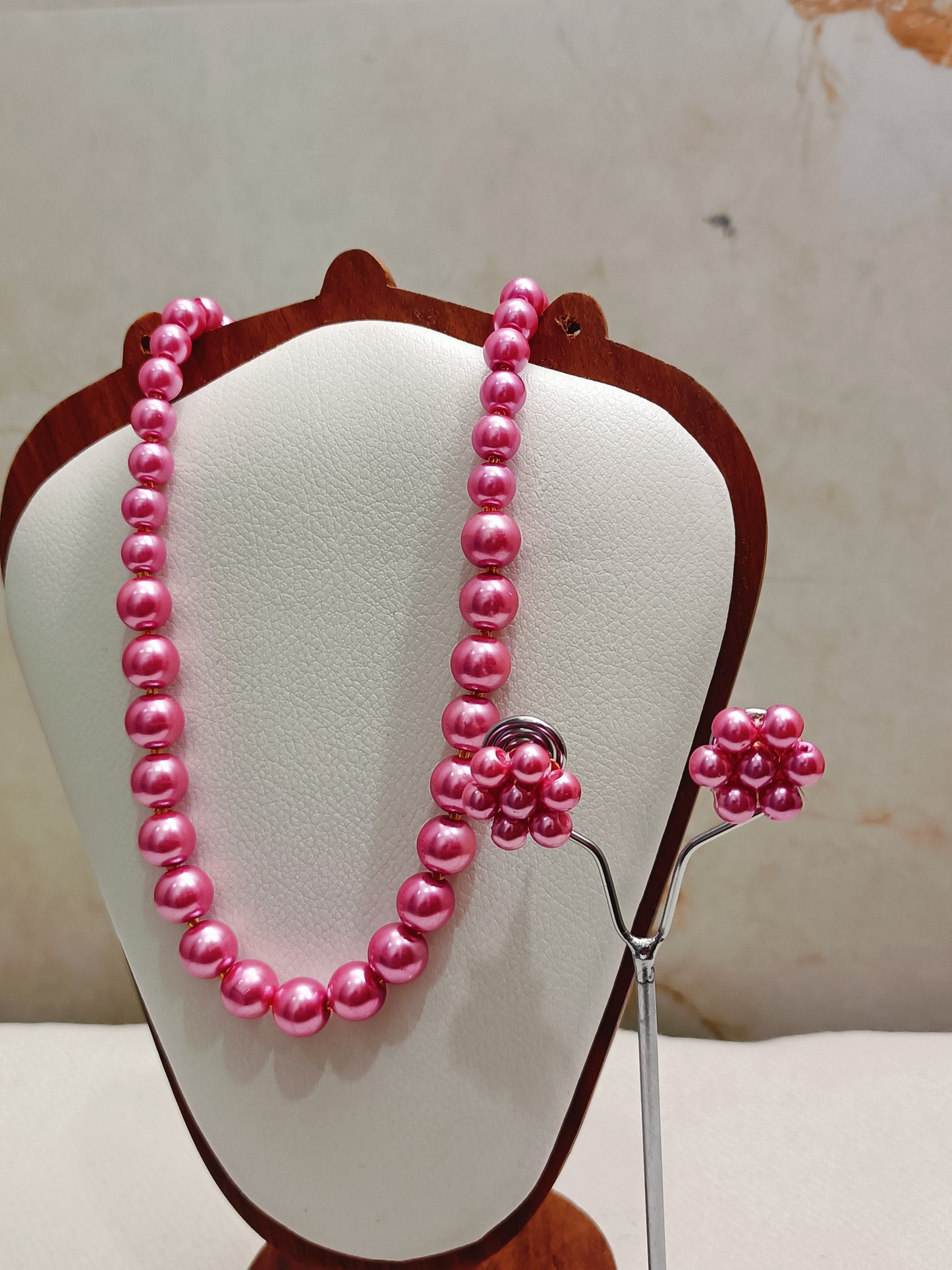 Japanese Bright Pink Pearl Necklace