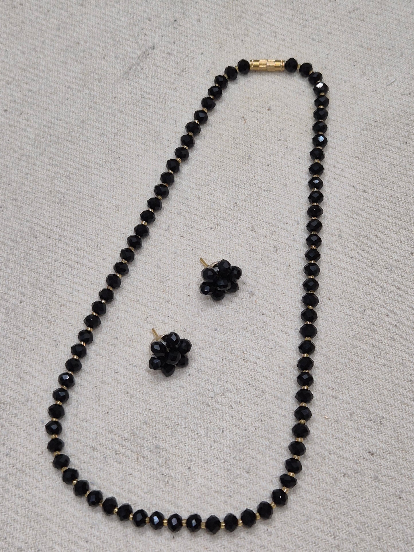 Black Diamond Cut Beads Necklace