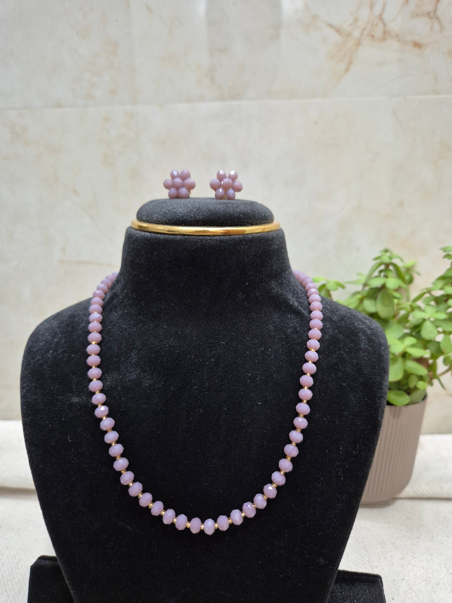 Lavender Diamond Cut Necklace Set