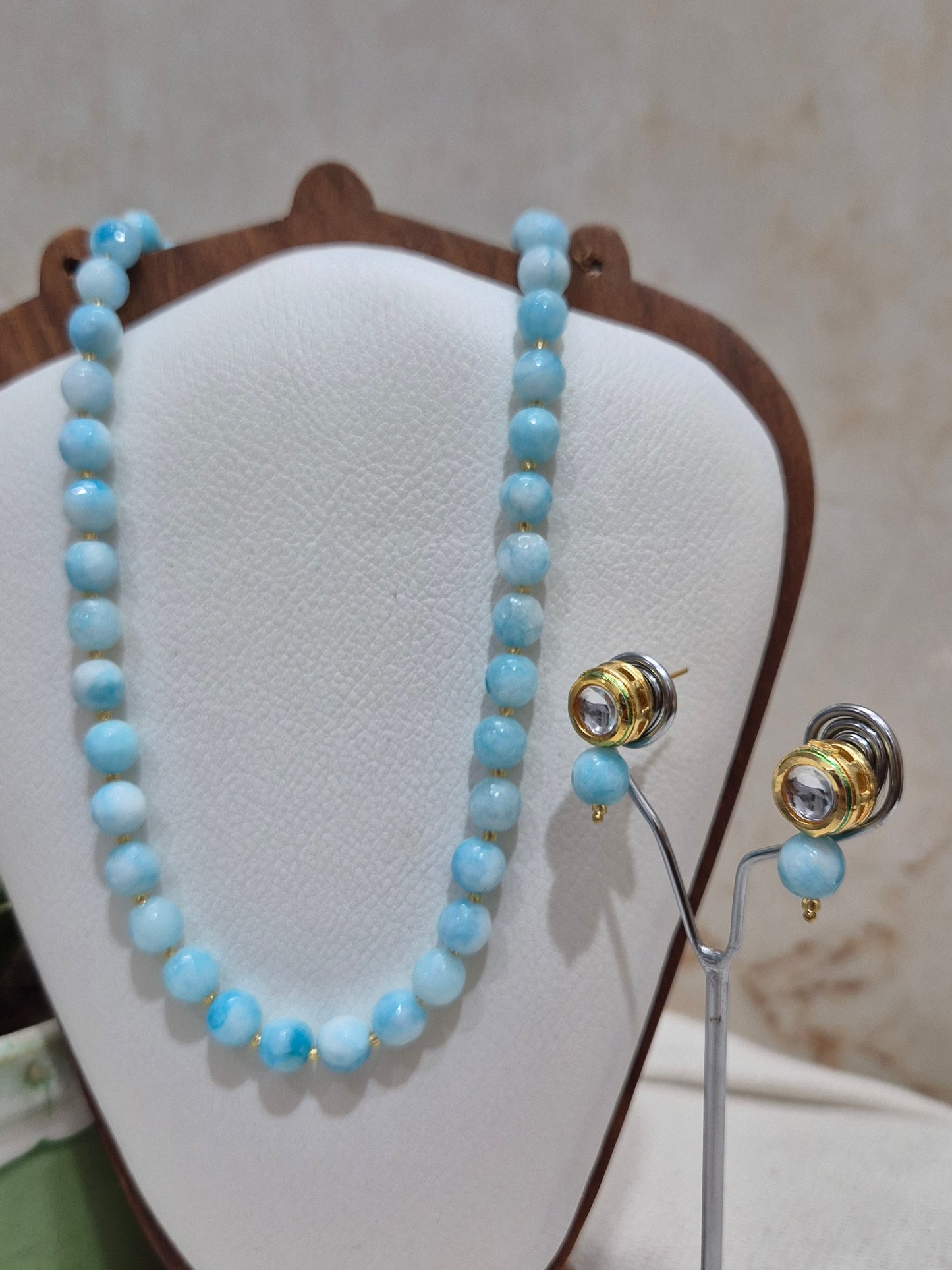 Blue and White Mix Onyx Necklace