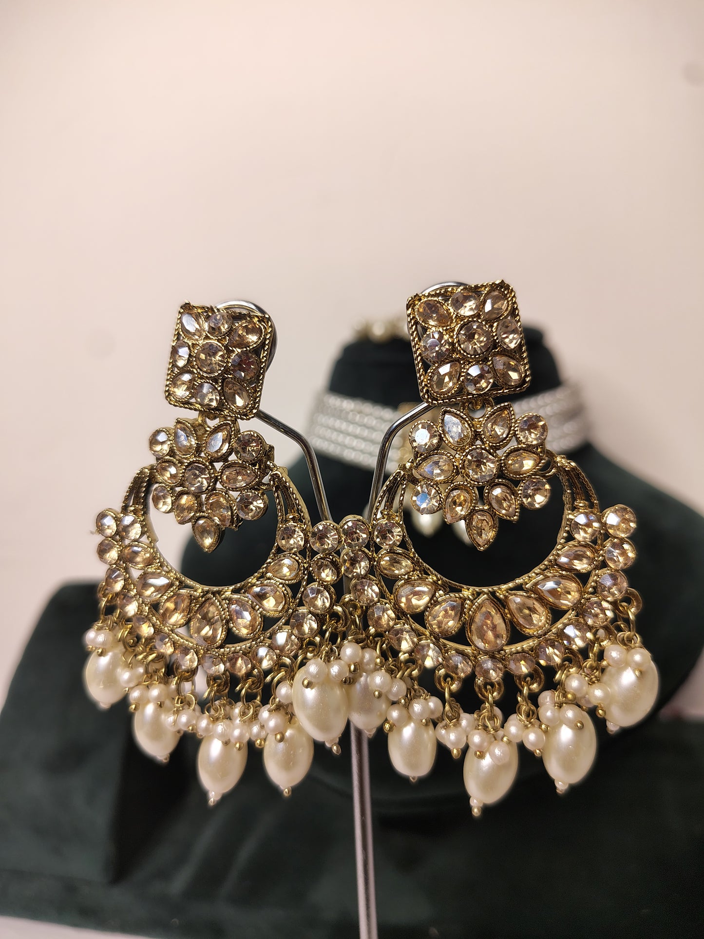 Royal Multi Strand Pearl Chocker with Earrings and Mang Tikka