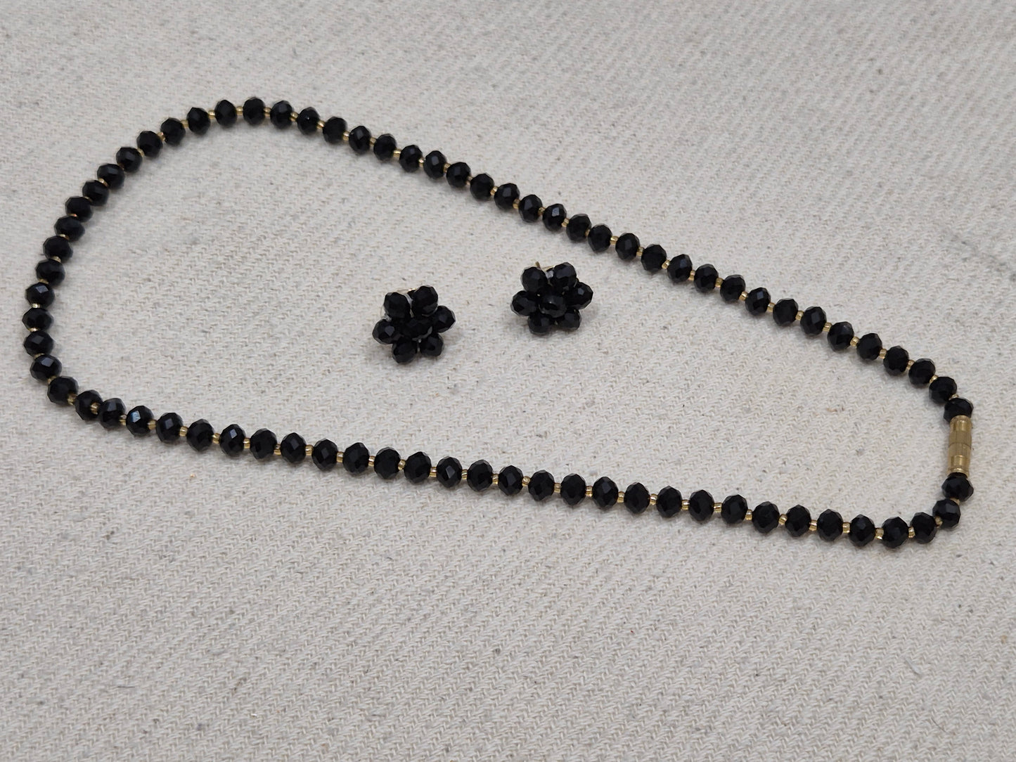 Black Diamond Cut Beads Necklace