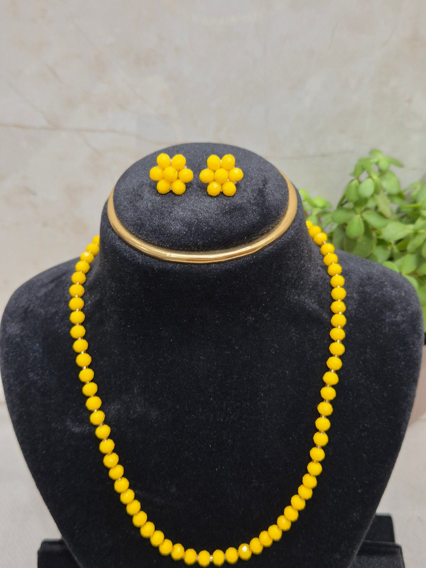Radiant Sunshine Yellow Faceted Bead Necklace & Earring Set - Diamond Cut