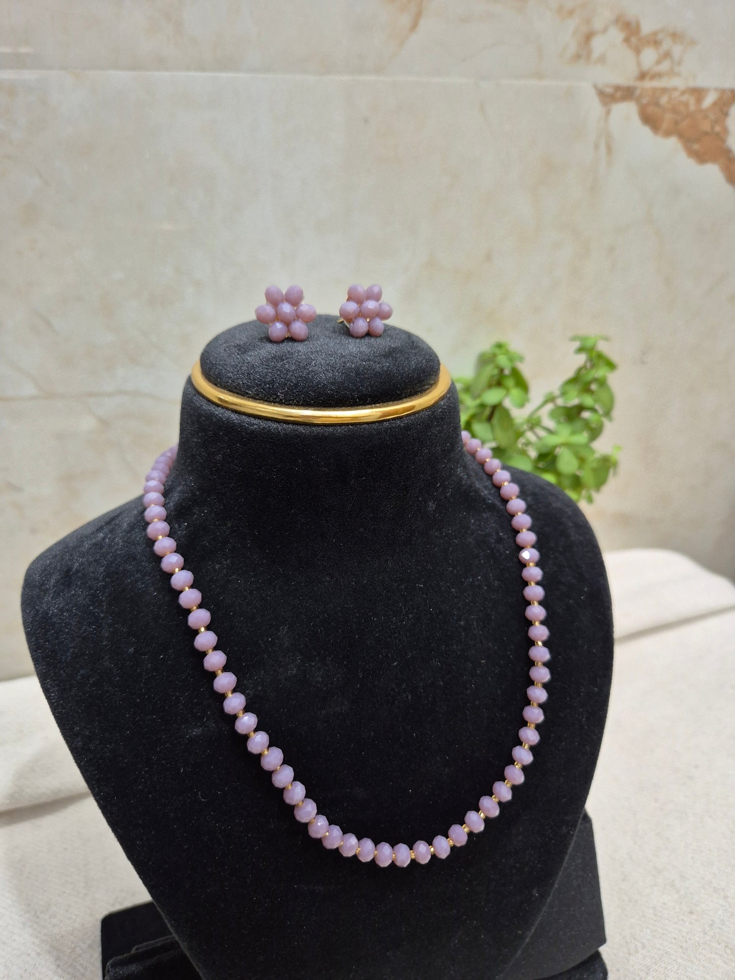Lavender Diamond Cut Necklace Set