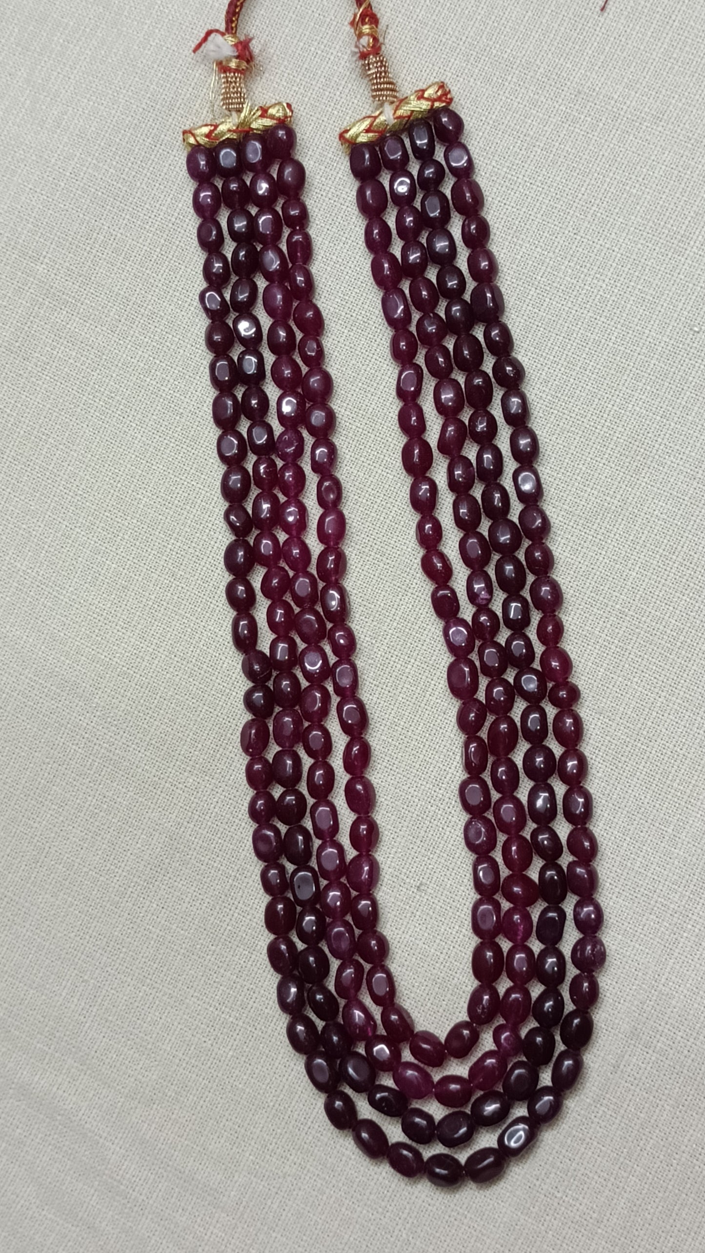 Luxurious Multi-Strand Deep Maroon Bead Necklace