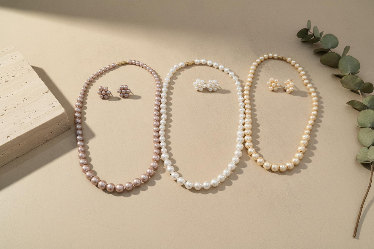 3 Piece Pearl Necklace Combo Set