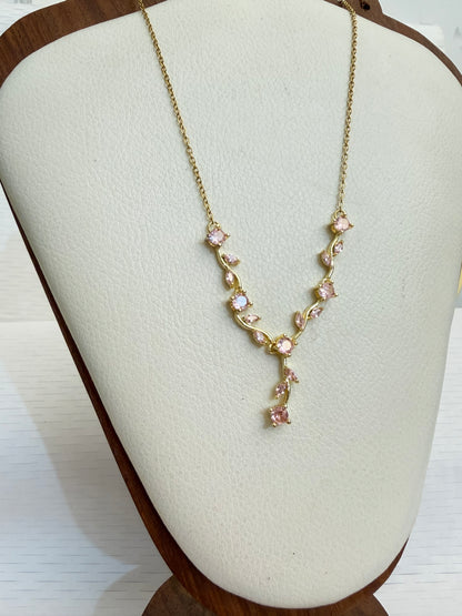 Light Pink Tulip Necklace - Get 2 Western Earrings Free
