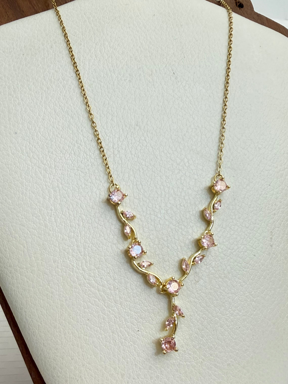 Light Pink Tulip Necklace - Get 2 Western Earrings Free