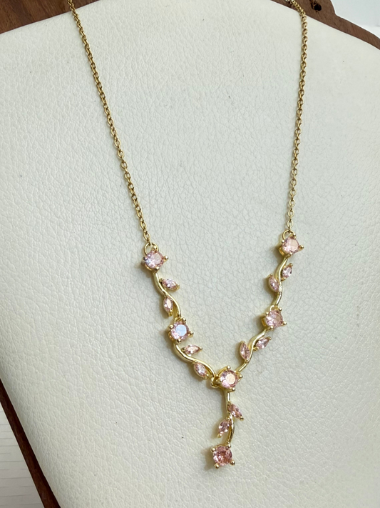 Light Pink Tulip Necklace - Get 2 Western Earrings Free