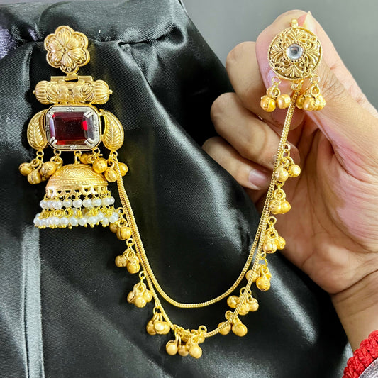 Bhoomi Kashmiri Earrings-Ruby
