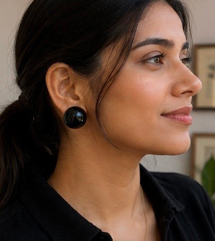 Glossy Black Pearl Earrings