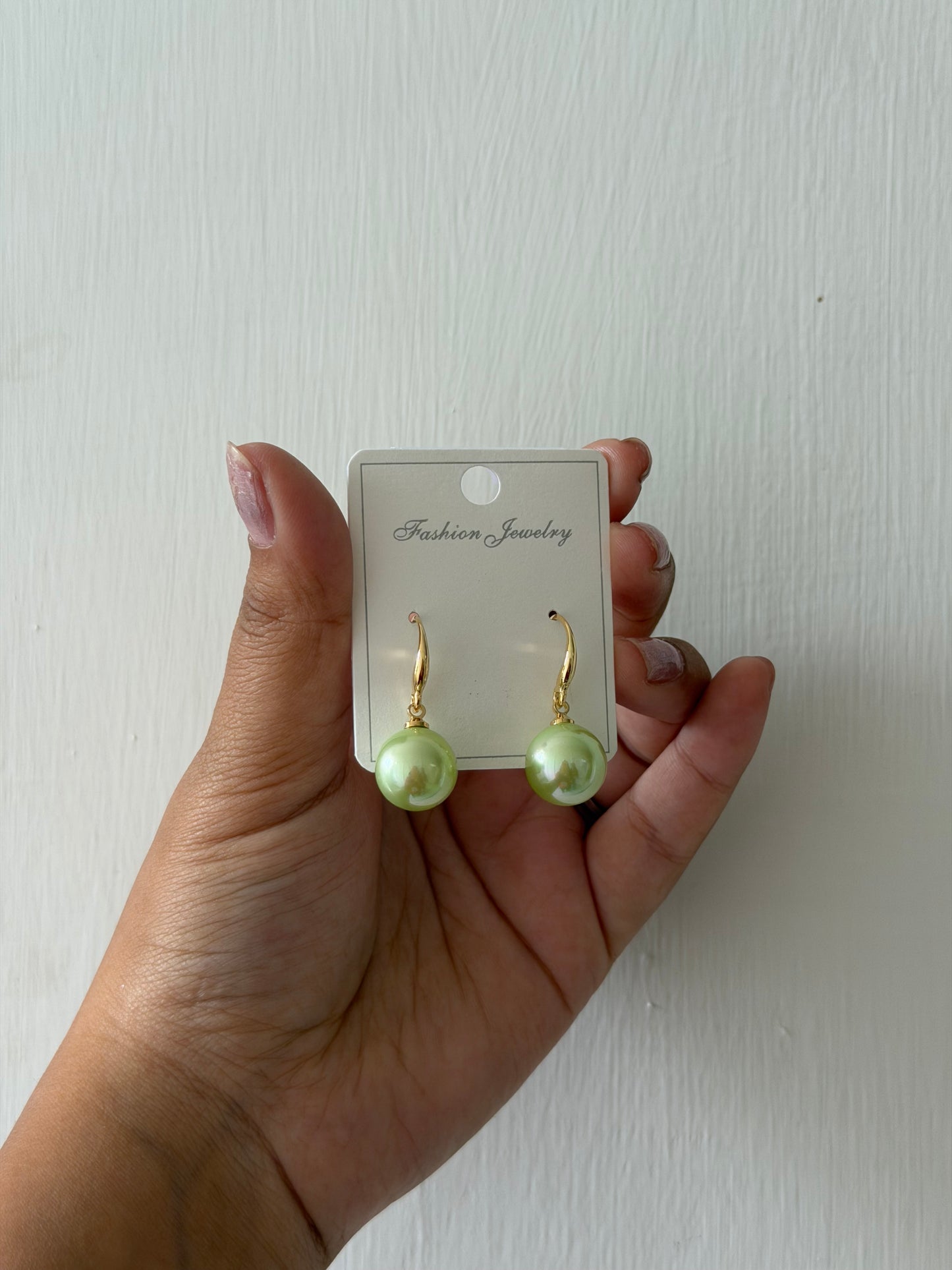 Sage Green Pearl Earring