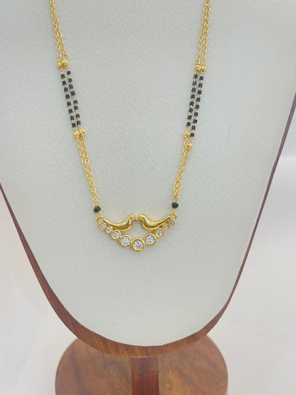 Golden Black Bead Crescent Mangalsutra