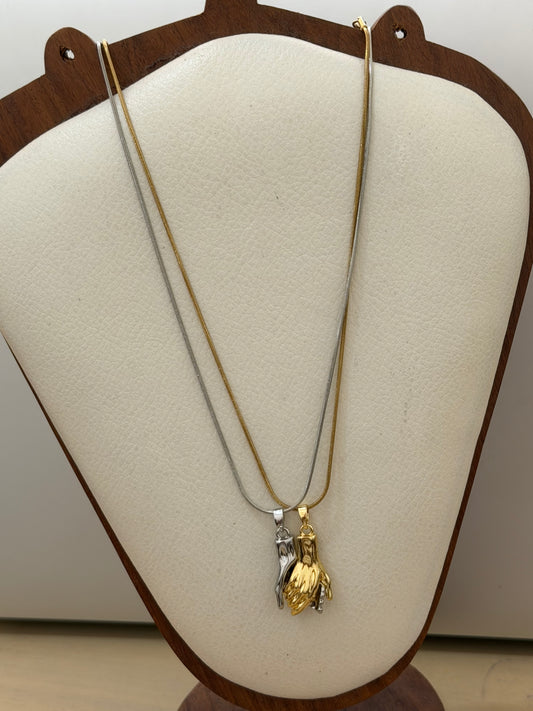 Gold & Silver Hand Holding Pendants