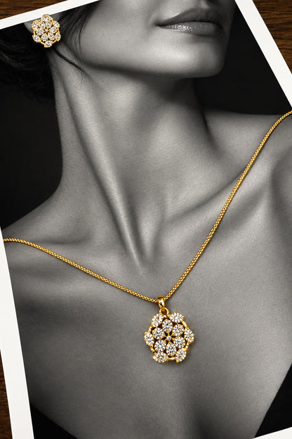 Crystal Blossom Pendant Set Anti Tarnish DB00467