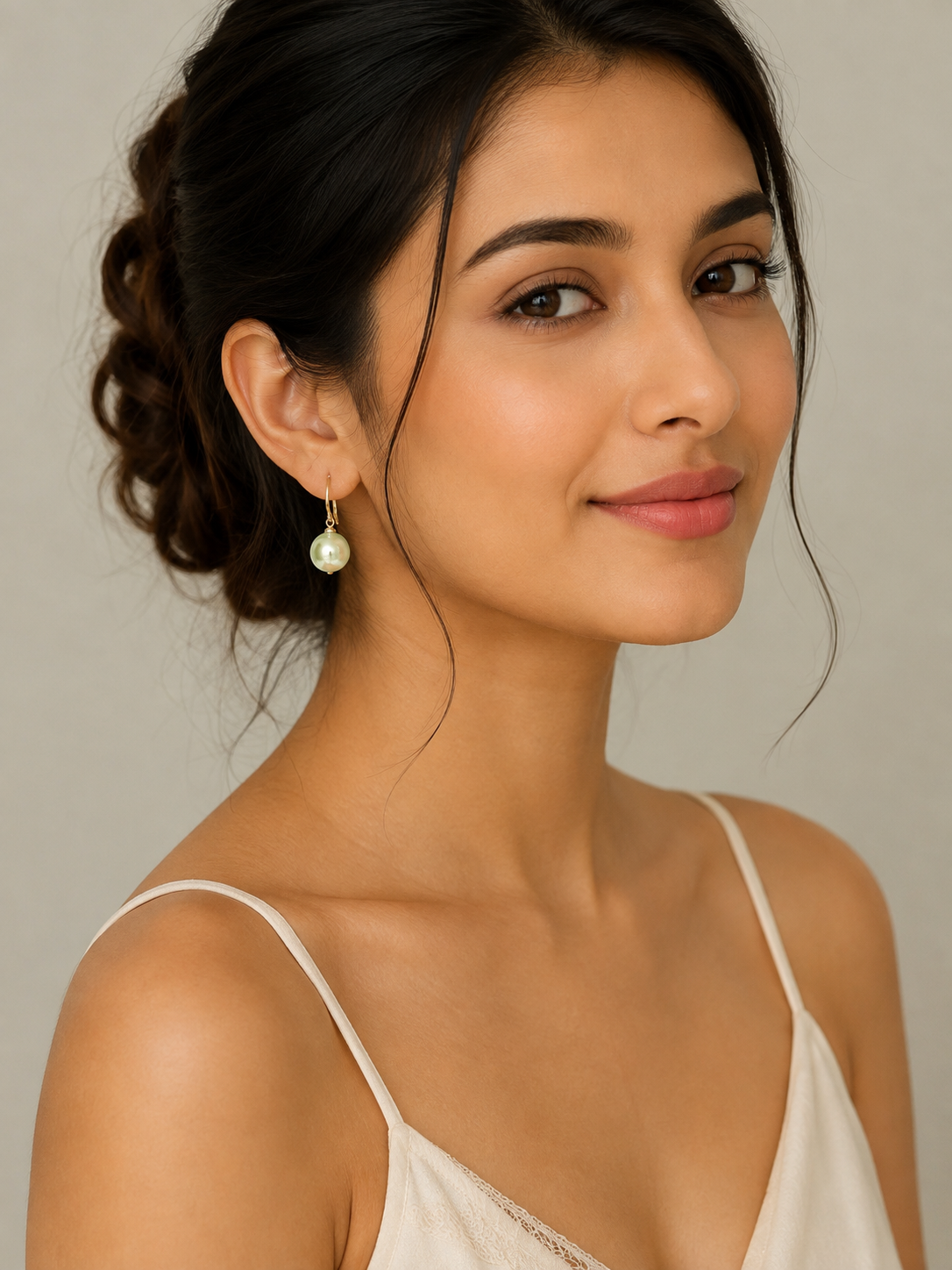 Sage Green Pearl Earring