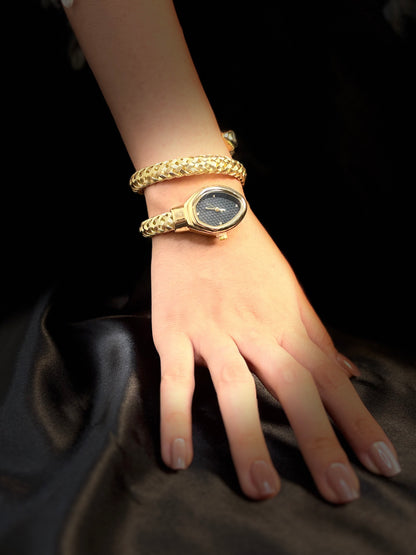 Golden Snake Twist Watch Bracelet