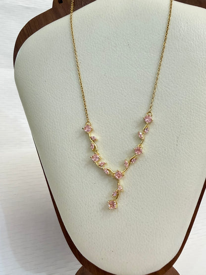 Light Pink Tulip Necklace - Get 2 Western Earrings Free