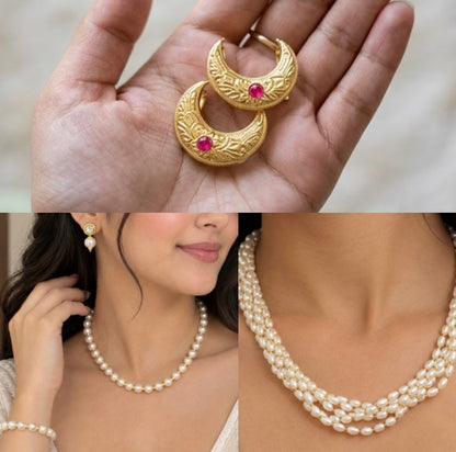 Moon Clip , Seed Pearl and 4 Piece White Pearl Set Combo