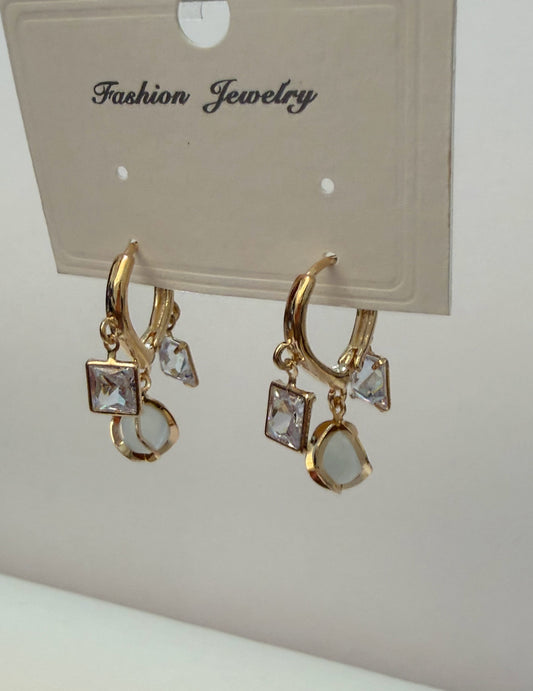 Moonstone Dangle Hoops