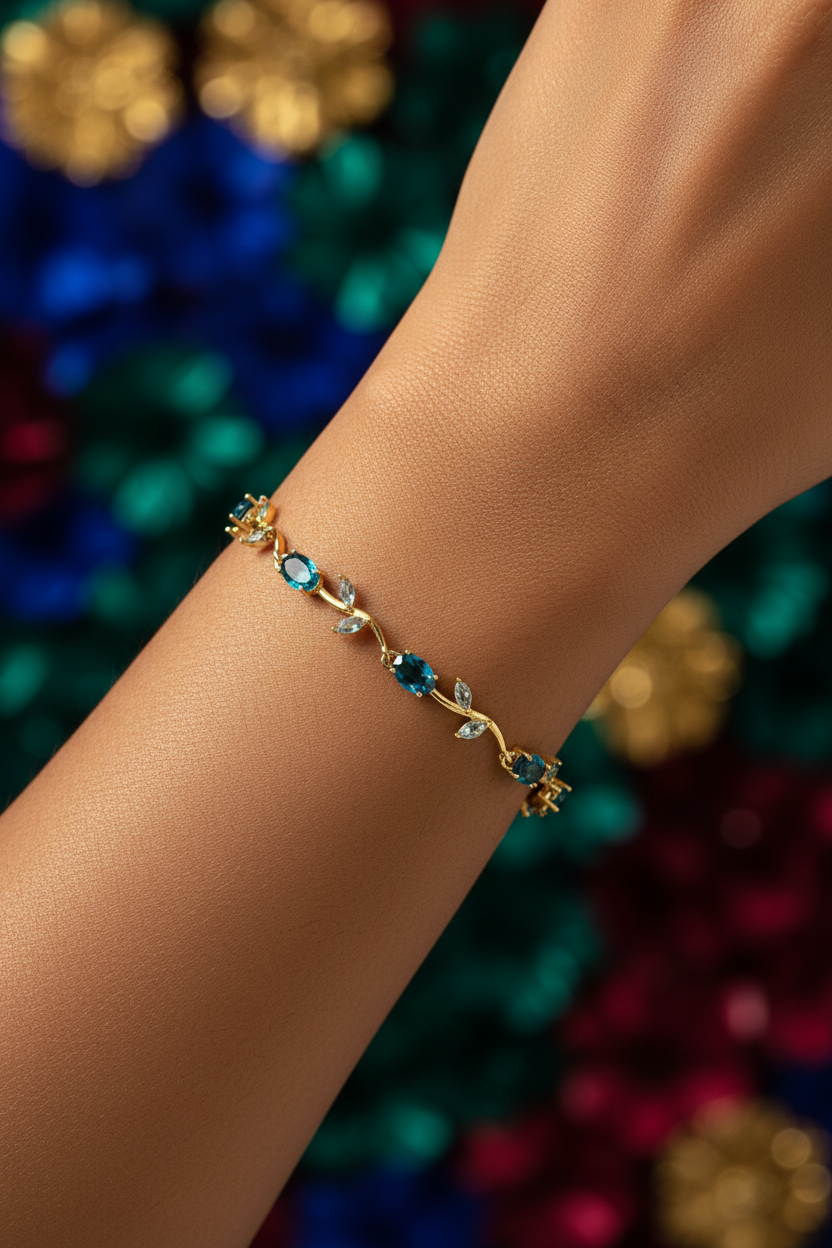Tulip Bracelet Blue - Premium Anti Tarnish