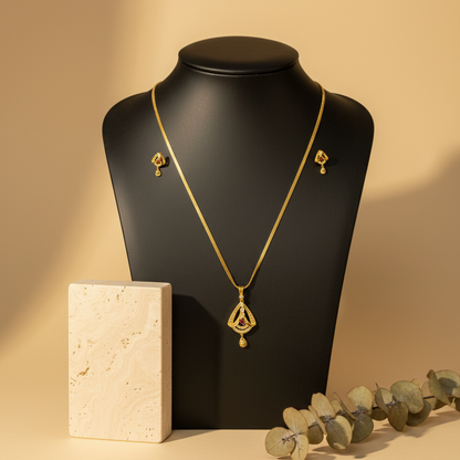 Golden Necklace With Matching Earrings DB00069