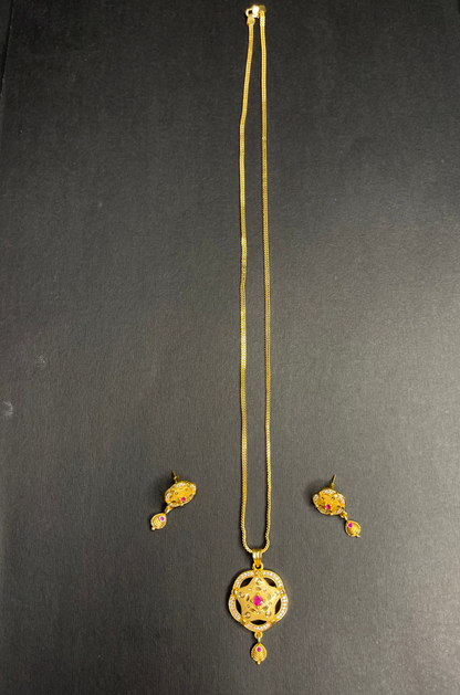 Golden Pendent Set With Earring DB00068