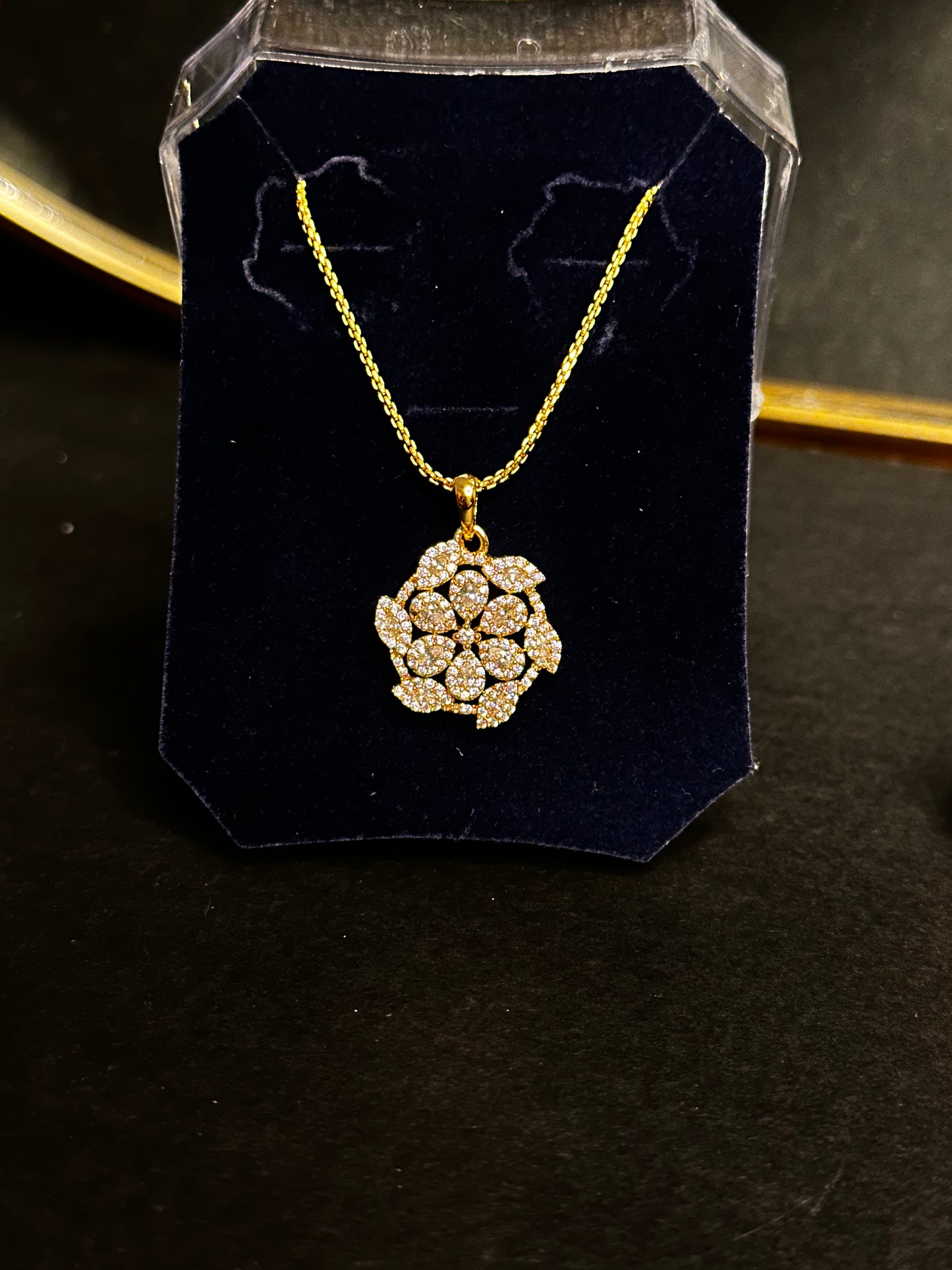 Crystal Blossom Pendant Set Anti Tarnish
