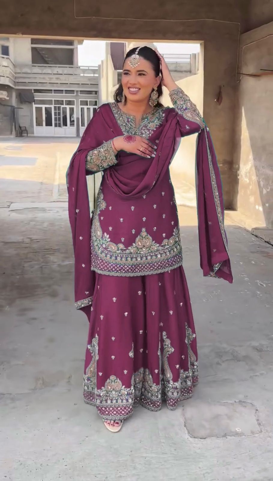 Designer Party Wear Look Top-Plazzo and Dupatta With Heavy Embroidery Work